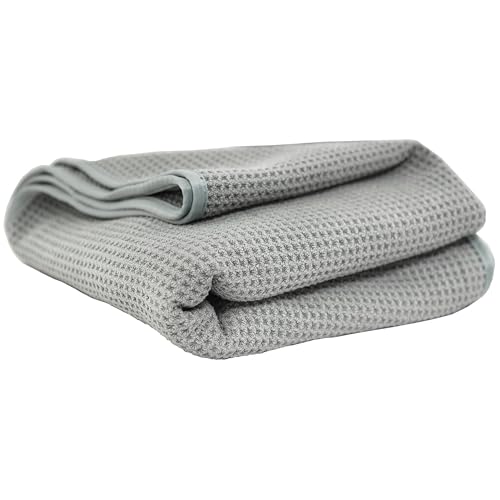 Chemical Guys MIC_781_01 Waffle Weave Gray Matter Microfiber Drying Towel with Silk Edging 25x36 in
