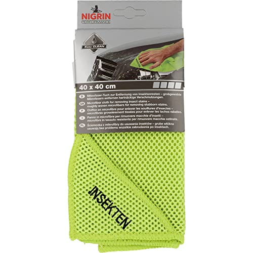 (-47%) NIGRIN Mikrofaser-Tuch Insekten, löst Insektenreste schonend und effizient, garantiert kratzerfreie Reinigung, mit Insektennetz, Auto Microfasertuch Autopflege, 40x40 cm