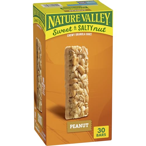 Nature Valley Sweet & Salty Peanut Chewy Granola Bars Bulk 30 Count, 36 oz Box, No Artificial Flavors Colors or High Fructose Corn Syrup, Morning Snack Bars, Adventure Ready