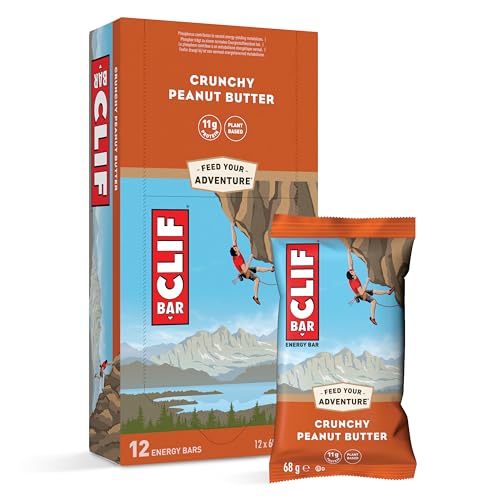 🔥 STARKER PREIS (-43%) CLIF BAR | Energieriegel | mit 11g pflanzlichem Eiweiß | Crunchy Peanut Butter | Energy Bar | Pflanzlicher Proteinriegel für Laufen, Marathon-Training, Radfahren und Ausdauersport | 12 x 68 g