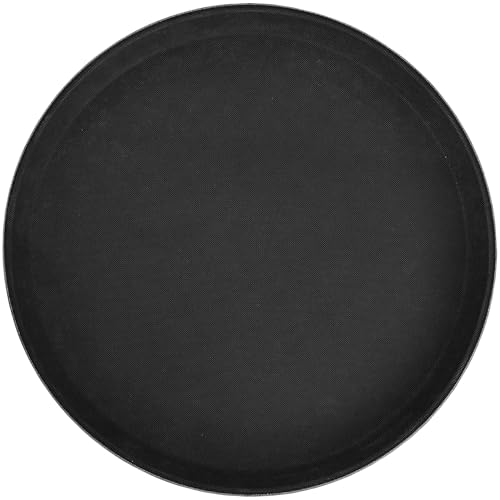 Winco TFG-14K Round Fiberglass Tray with Non-Slip Surface, 14-Inch, Black
