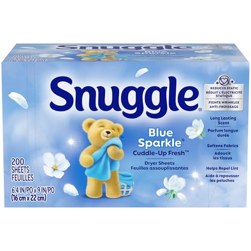 Snuggle Dryer Sheets, Long Lasting Fresh and Clean Scent, Laundry Fabric Softener, Control Static, Reduce Wrinkles, HE Safe, 200 Count