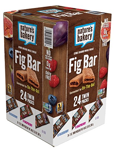 Nature's Bakery Whole Wheat Fig Bars, Variety Pack (8- Blueberry, 8- Original Fig, 8-Raspberry), 1- 24 Count Box of 2 oz Twin Packs (24 Packs), Vegan Snacks, Non-GMO