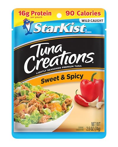 StarKist Tuna Creations Sweet and Spicy, 2.6 oz Pouch (1 Pack) Ready to Eat Wild Caught Tuna, 16g Protein, 90 Calories Per Serving, Gluten Free, Soy Free, Kosher, Perfect for Salads, Meals and Snacks