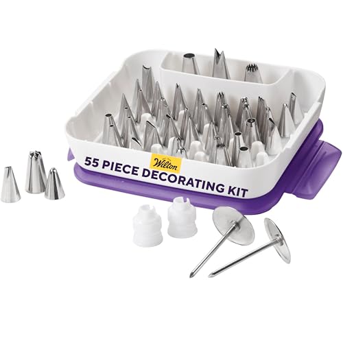 Wilton Master Cake Decorating Piping Tips Variety Set, Stainless Steel Cake & Cupcake Decorating Kit with Storage Case, 55 Piece