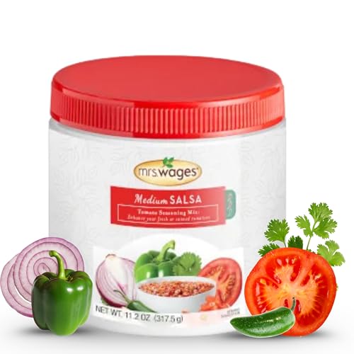 Mrs. Wages Medium Salsa Canning Mix, Quick and Easy, Simple-To-Use, Easy Storage, Long-Lasting, Flavorful Spice, 11.2 oz Canister (Pack of 1)