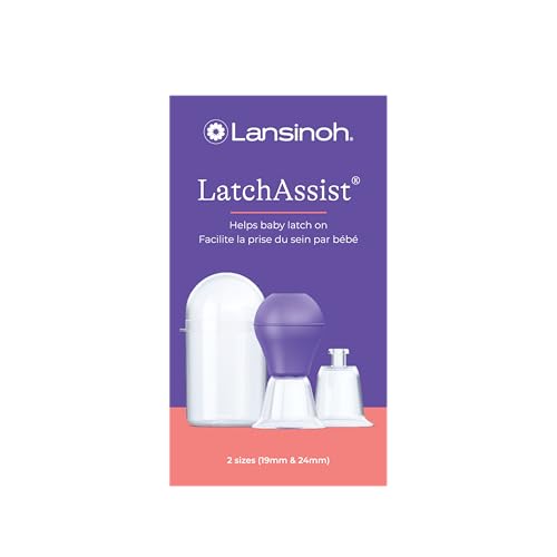 Lansinoh Latch Assist - Flat or Inverted Nipple Correction Breastfeeding Support - Includes Hygienic Case & 2 Size Cones - Breast Feeding Essentials