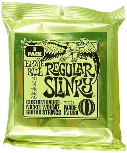 Ernie Ball Regular Slinky Nickel Wound Electric Guitar Strings 3-pack, 10-46 Gauge (P03221)