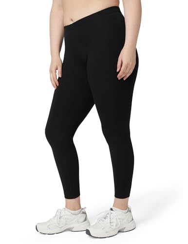 No nonsense Women's Plus Size Cotton Legging, Black, Medium, NG1702
