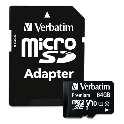 Verbatim 44084 Micro SDXC UHS-1 Memory Card 64GB with Adaptor | for Tablet, Camera, Smartphone, Mobile, Laptop | Data Storage, Backup, Photos, Music, 