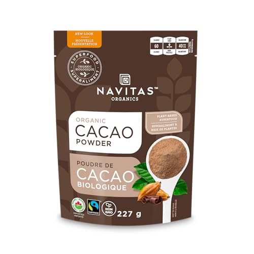 Navitas Organics Cacao Powder - Cocoa Powder Substitute 1:1, For Hot Chocolate, Baking & More - Regenerative Organic Certified, Non GMO, Fairtrade, Gluten Free, Non-alkalized (8oz. Bag, 38 Servings)
