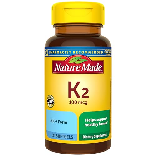 Nature Made Vitamin K2 100 mcg, Healthy Bone Supplements, 30 Softgels, 30 Day Supply