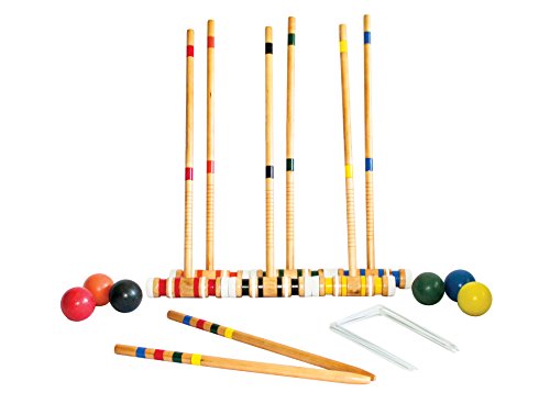 Triumph Sports 6-Player Croquet Set Best for Year-round Use mallets and balls hold their color well