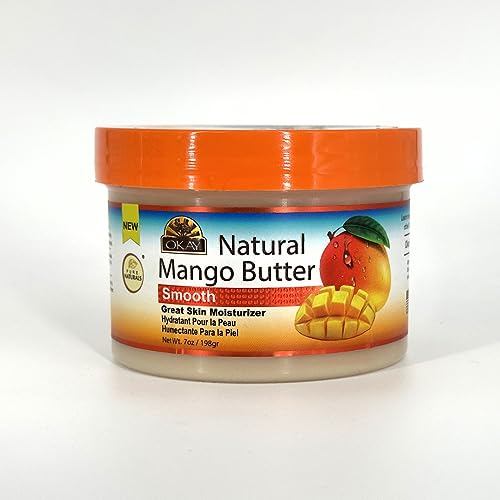 Okay OKAY | 100% Natural Mango Butter | Für alle Haar Strukturen und Hauttypen | Stellt Elastizität und füllt Feuchtigkeit | Tief Conditioning & Trink | Mit She