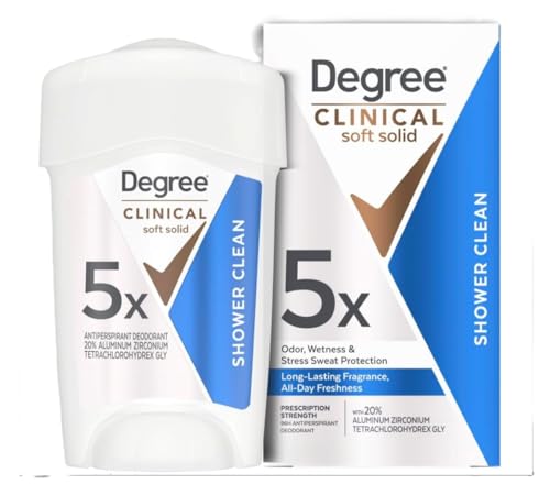 Degree Clinical Protection Antiperspirant Deodorant 72-Hour Sweat & Odor Protection Shower Clean Antiperspirant for Women 1.7 oz