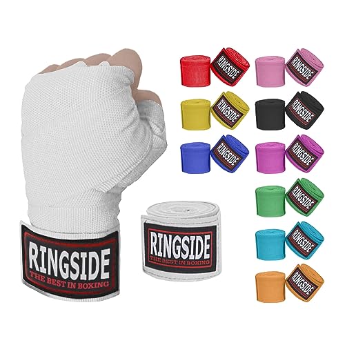 Ringside Elastic 180 Inch Mexican Style Boxing Hand Wraps, White