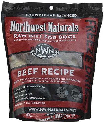 Northwest Naturals Freeze-Dried Beef Dog Food - Bite-Sized Nuggets - Grain-Free, High-Protein, Raw Diet, Human-Grade Ingredients, All Natural, Premium Quality, Healthy & Nutritious - 12 Oz