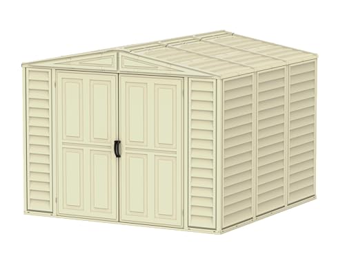 ⚡ BLITZDEAL (-54%) Duramax DuraMate 8 x 8 (5.75 m²) Kunststoff gerätehaus mit Metallfundament set, robuster Metalldachkonstruktion, wartungsfreier Vinylüberdachung, Vinylschuppen, Elfenbein