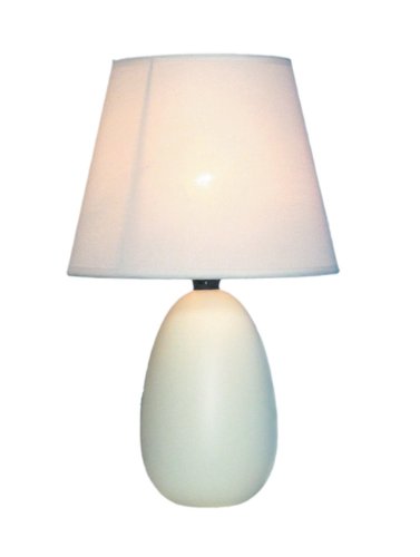 Simple Designs LT2009-OFF Mini Egg Oval Ceramic Table Desk Lamp, Off White , 5.51 x 5.51 x 9.45