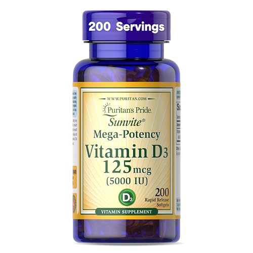 Puritan's Pride Vitamin D3 5000 IU Soft Gels, 0.3 Ounce