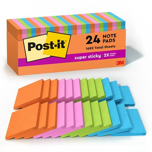 Post It Super Sticky Notes 24 Sticky Note Pads 3 X 3 In School