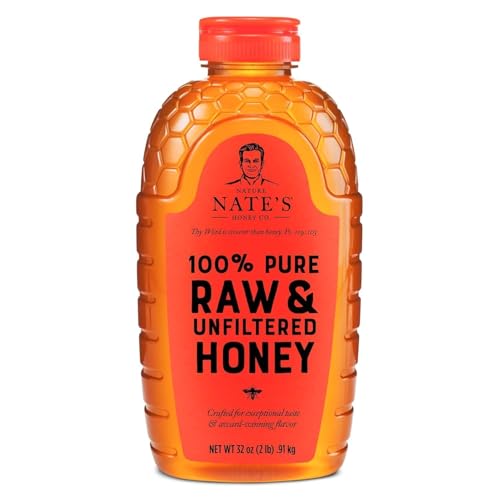 Nate's 100% Pure, Raw & Unfiltered Honey - Award-Winning Taste, 32oz. Squeeze Bottle