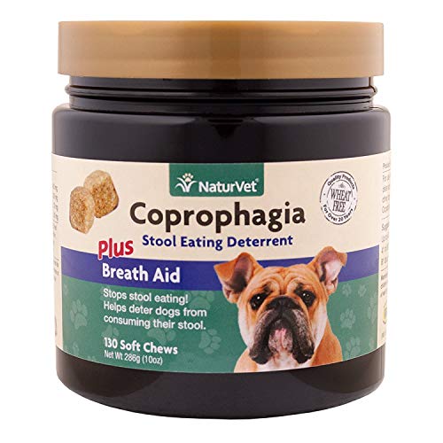 NaturVet – Coprophagia Stool Eating Deterrent – Deters Dogs from Consuming Stool – No Poop Eating for Dogs - Enhanced with Breath Aid Freshener, Enzymes & Probiotics – 130 Soft Chews
