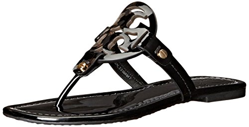 Tory Burch Women's Miller Patent Thong Sandal, Perfect Black Patent, 7 Medium US