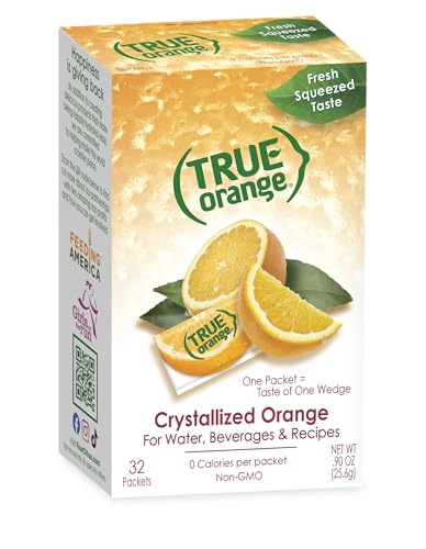 TRUE ORANGE Water Enhancer (32 Packets) | Zero Calorie Water Flavoring | For Water, Bottled Water, Iced Tea & Recipes | Water Flavor Packets Made with Real Oranges