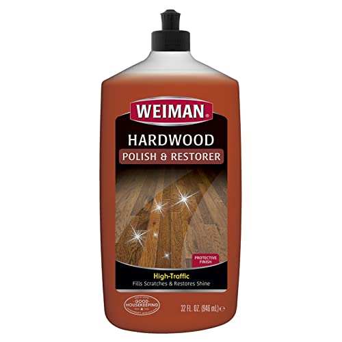 Weiman High-Traffic Hardwood Floor Polish and Restorer - Natural Shine, Removes Scratches, Leaves Protective Layer 32 fl