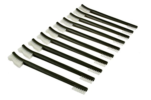 SE 10-Piece Double-Ended Gun Cleaning Brush Set, Gun Cleaning Supplies Kit, 7-inch Nylon Bristle Brushes, Plastic Handle - 7615NB10PCS