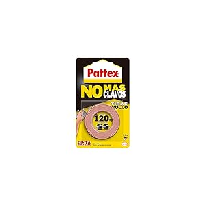 Pattex No Más Clavos Cinta, cinta adhesiva para aplicaciones permanentes, cinta de doble cara extrafuerte, adhesivo de montaje para interior y exterior, 19 mm x 1,5 m