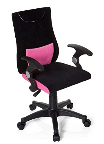 hjh OFFICE KIDDY PRO AL Kinder-Schreibtischstuhl, ergonomischer Kinderdrehstuhl mit Armlehnen, höhenverstellbar, Schwarz/Pink