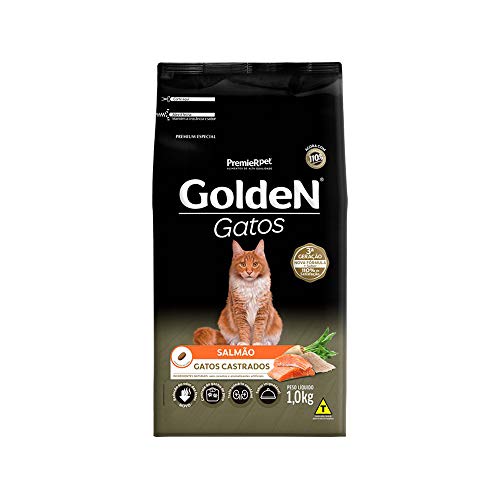 Ração Golden para Gatos Adultos Castrados Sabor Salmão, Premier Pet, 1kg