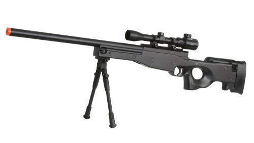 BBTac Airsoft Sniper Rifle Bolt Action Gun Full Metal Spring Loaded with Scope and Bipod High FPS, Black, 30