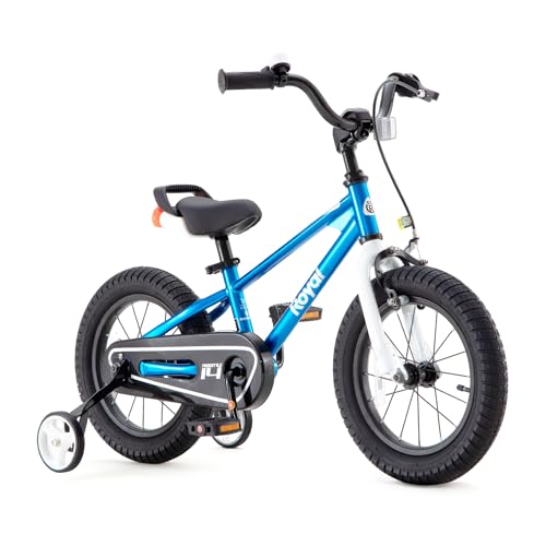 Royalbaby Kids Bike Boys Girls Freestyle BMX Bicycle with Training Wheels Kickstand Gifts for Children Bikes 16 Inch Blue