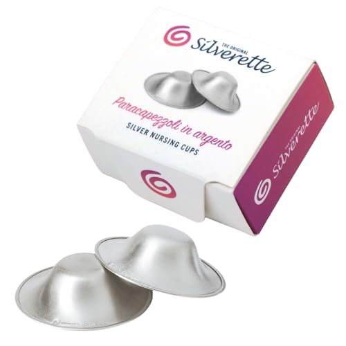 SILVERETTE® The Original Silver Nursing Cups, Nipple Covers for Breastfeeding Essentials, Pure 925 Silver Nipple Shields for Breastfeeding Newborn, Lightweight Nursing Cups, Regular Size