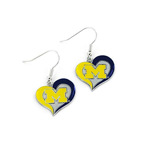 NCAA Michigan Wolverines Swirl Heart Earrings
