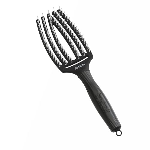 Olivia Garden Fingerbrush - Ionised Nylon Bristles - Medium Size - Purple Silver