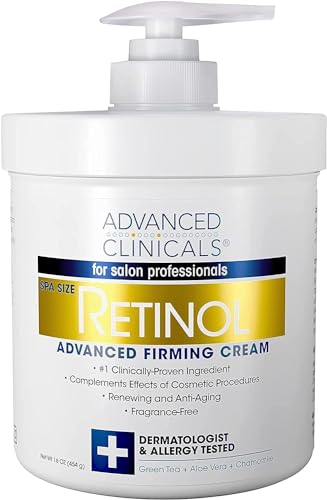 Advanced Clinicals Retinol Body Lotion & Face Moisturizer | Visible Anti Aging Skin Care Retinol Body Cream For Women & Men Targets Look Of Fine Lines, Wrinkles, & Crepe Looking Dry Skin, 16 Ounce