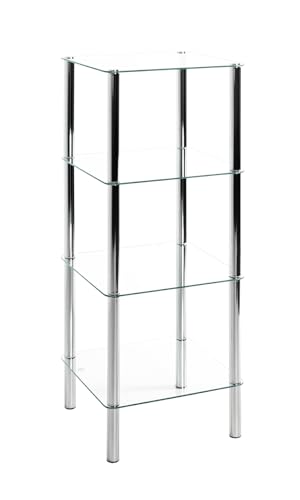 🔥 STARKER PREIS (-28%) HAKU Regal Chrom, Metall, Sicherheitsglas - Maße: B 39 x H 107x T 39 cm, Style: Modern