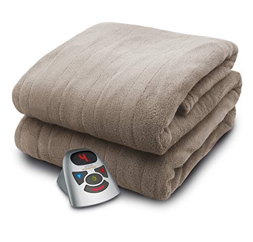 BIDDEFORD BLANKETS Micro Plush Electric Heated Blanket with Digital Controller, Twin, Taupe