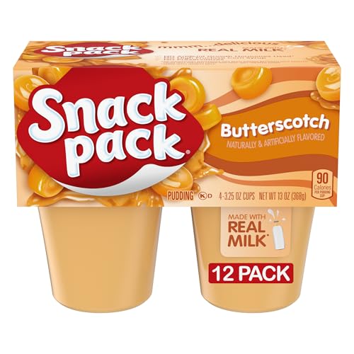 Snack Pack Butterscotch Pudding Cups, Lunchbox Snack, 4 Count, 12 Pack