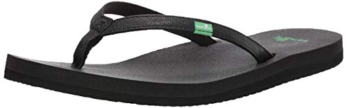 Sanuk Yoga Joy | Flip Flops for Women | Yoga Sandals For Women | Women's Beach Sandals | Memory Foam Footbed, Black, 9