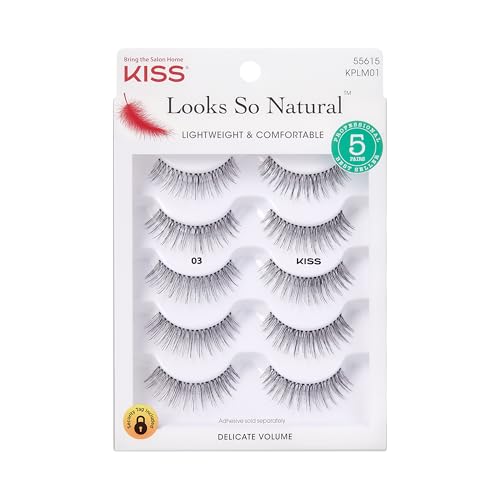KISS Looks So Natural, False Eyelashes, 'Multipack - 03', 10mm, Includes, Easy to Apply, Reusable Lash Clusters