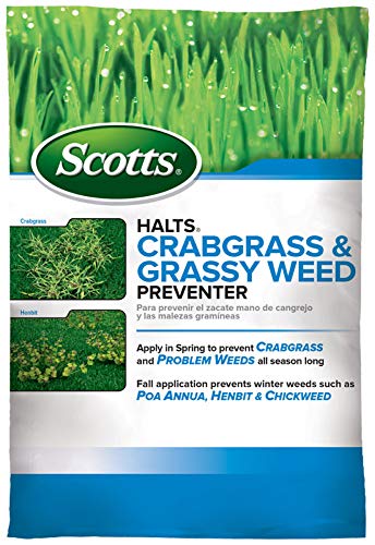 Scotts Halts Crabgrass and Grassy Weed Preventer, Crabgrass Preventer, Pre Emergent Weed Control for Lawns, Prevents Chickweed & More, Treats up to 5,000 sq. ft., 10.06 lb.
