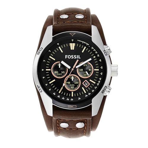 🔥 STARKER PREIS (-56%) Fossil Coachman Uhr für Herren, Chronographenwerk mit Edelstahl- oder Lederarmband, Schwarz, 44MM