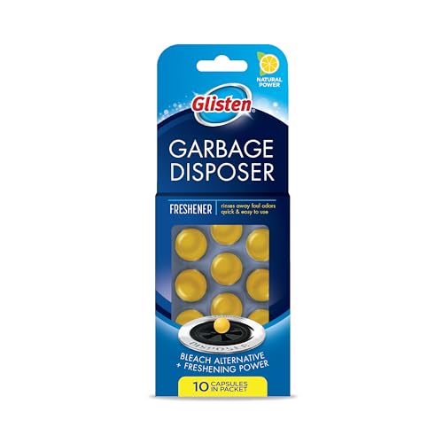 Glisten Garbage Disposer Freshener, Sink Disposal Odor Eliminator, Quick and Easy-to-Use, Lemon Scent, 10 Capsules