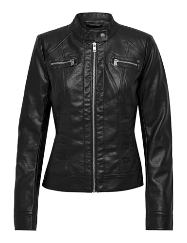 (-24%) ONLY Damen Jacke Bandit PU Biker, Gr. 38, Schwarz (Black C-N10)