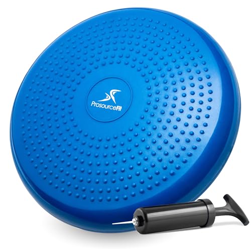 ProsourceFit Core Balance Disc Trainer, 14” Diameter with Pump for Improving Posture, Fitness, Stability, Blue